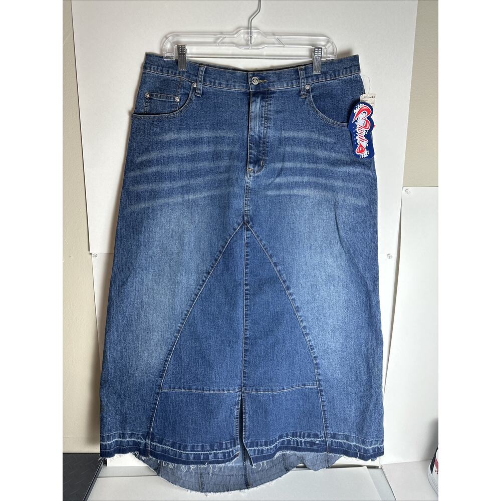 NWT Mwah Jean Skirt Y2K 90s Blue Patchwork Modest MIDI/Maxi. Measurements In Pic